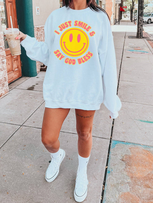 I Just Smile & Say God Bless | Women’s Sweatshirt White